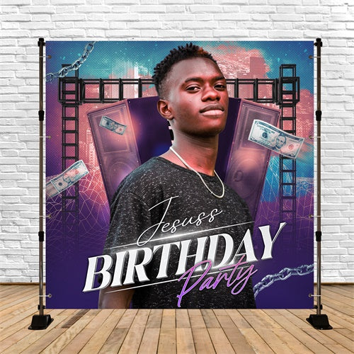 Personalized Birthday Backdrops Hip-Hop Star Party Backdrop UK LXX6-43
