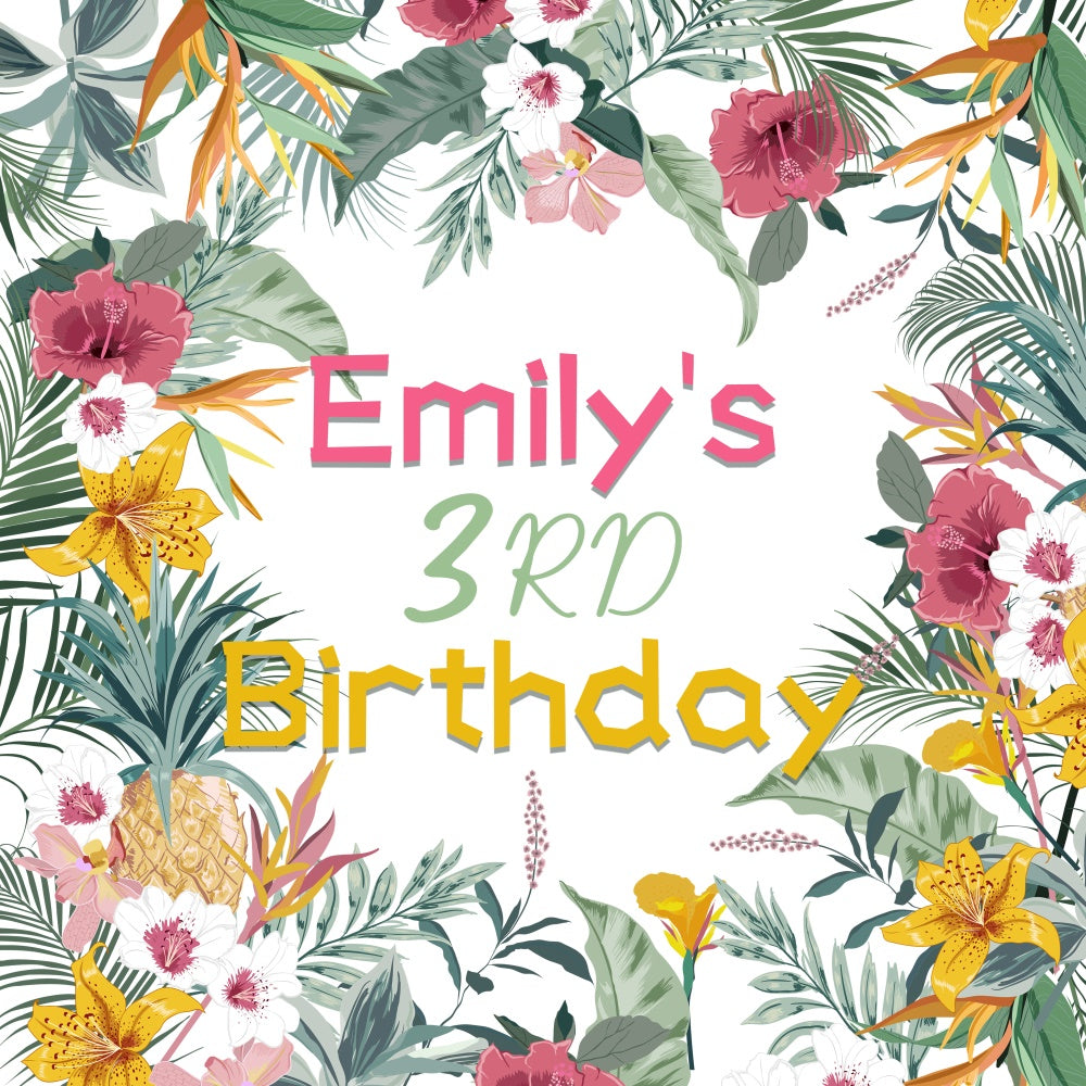 Birthday Party Backdrop Floral Paradise 3rd Customized Backdrop UK LXX6-48
