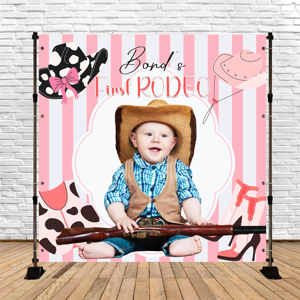 First Birthday Backdrop Pink Western Rodeo Personalized Backdrop UK LXX6-57