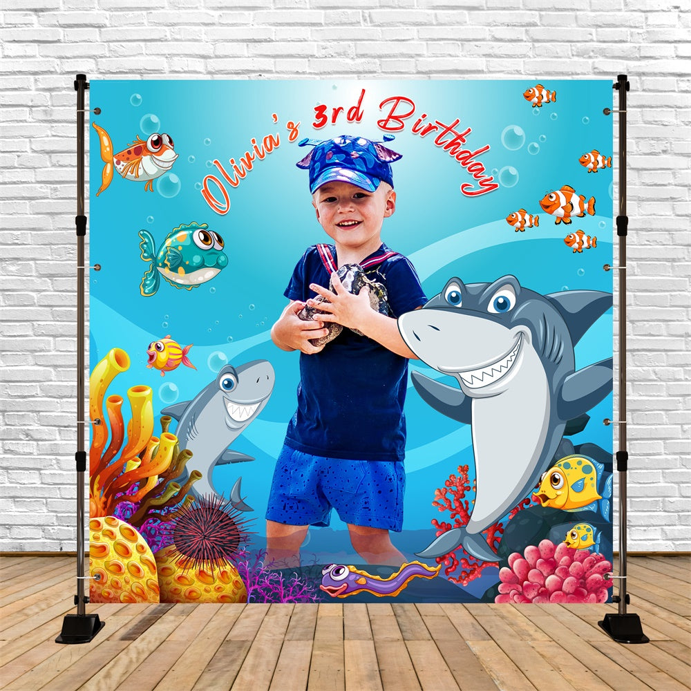 Backdrop For Birthday Ocean Shark Party Customized Backdrop UK LXX6-65