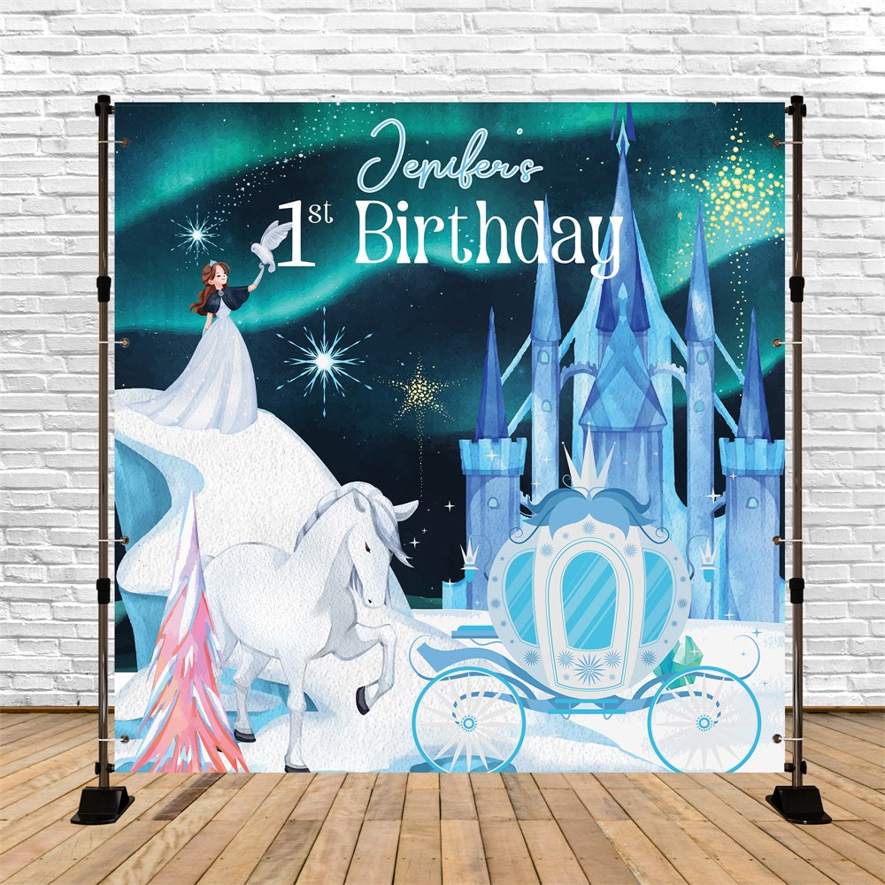 1st Birthday Backdrop Winter Royal Castle Personalized Backdrop UK LXX6-80
