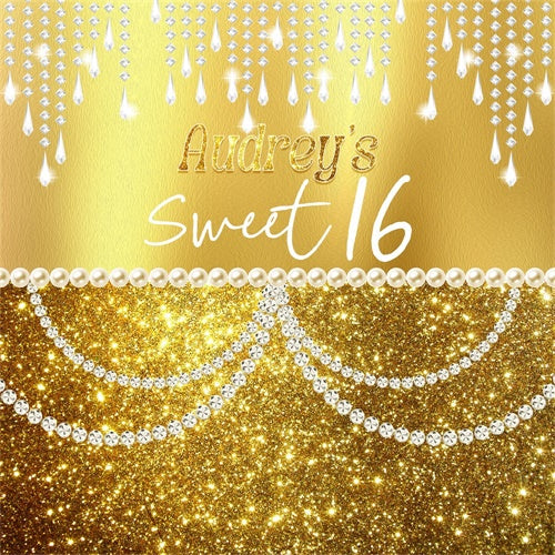 Customized Birthday Backdrop Glitter Pearls Sweet 16 Backdrop UK LXX6-81