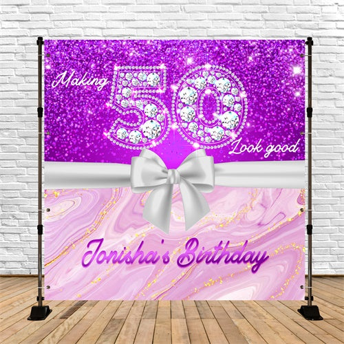 50th Birthday Backdrop Glitter Diamond Glam Custom Backdrop UK LXX6-90