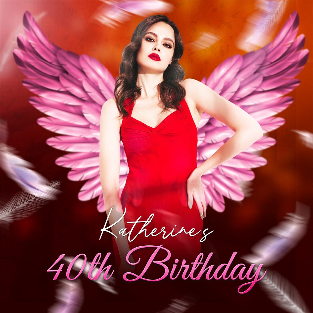 40th Birthday Backdrop Elegant Power Wings Customized Backdrop UK LXX6-93