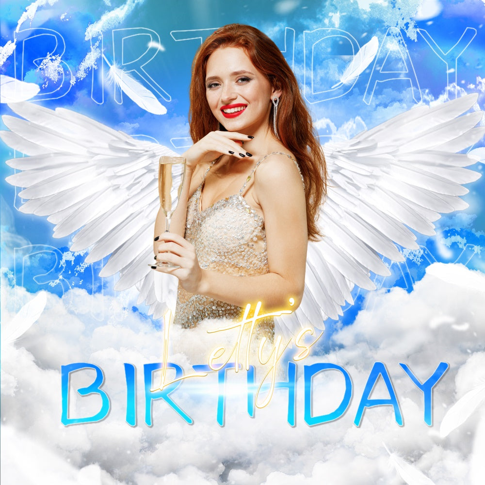 Custom Backdrop For Birthday Party Glow Wings Sky Backdrop UK LXX6-96