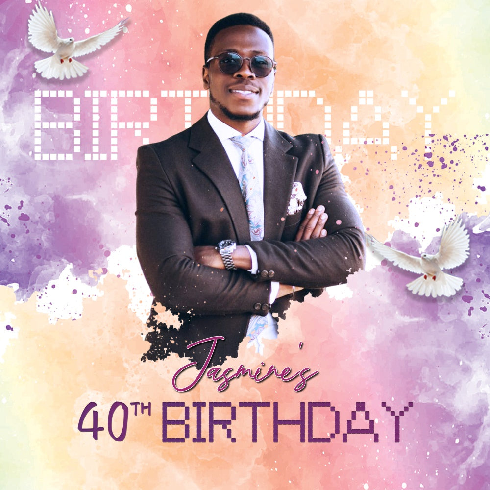 40th Birthday Backdrop Pastel Dove Birthday Custom Backdrop UK LXX6-99