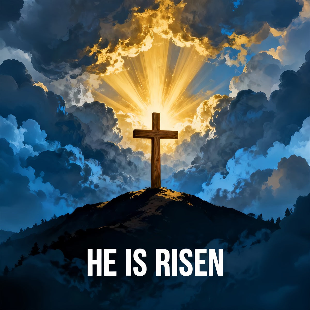 He Is Risen Backdrop Radiant Resurrection Cross Light Easter Photography Backdrops UK LXX61-101