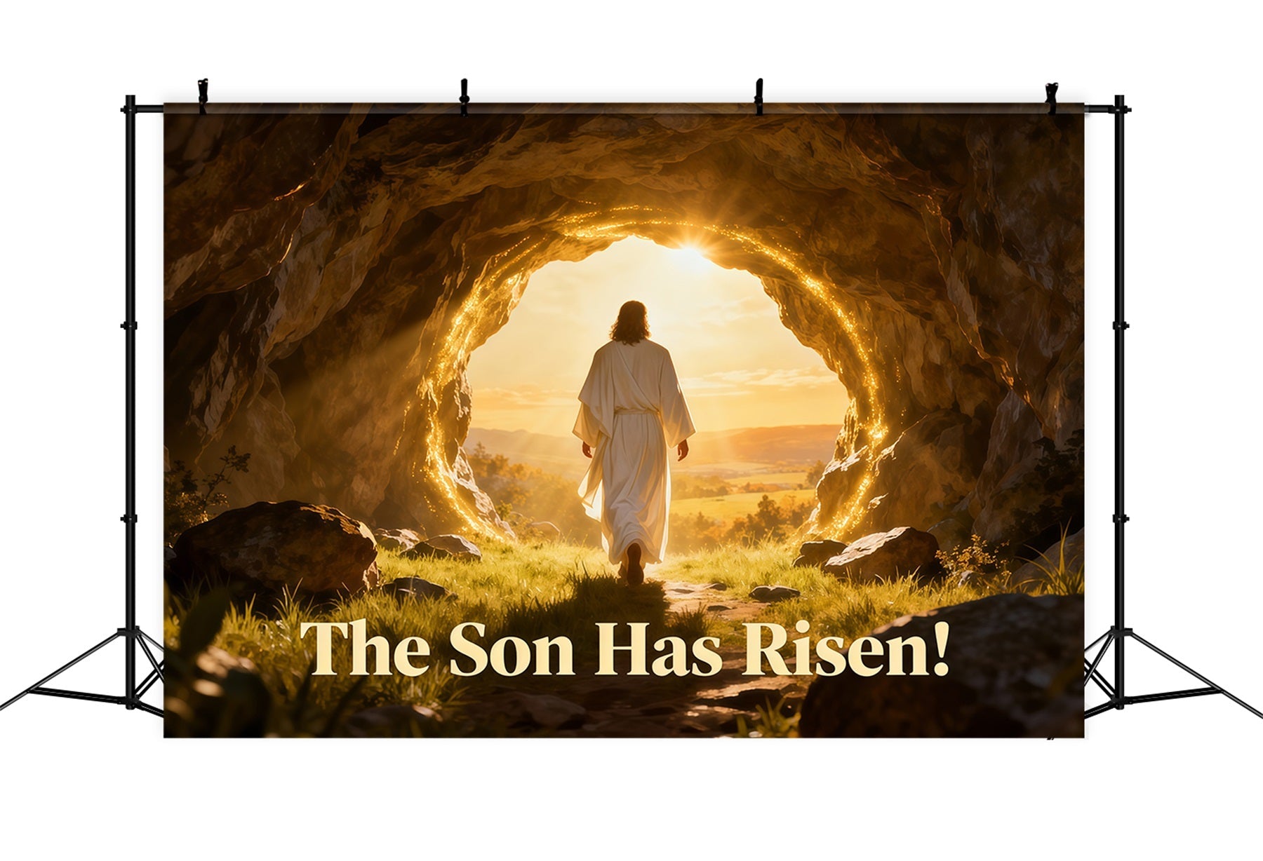 He Has Risen Backdrop Resurrection Light Cave Easter Photography Backdrop UK LXX61-139