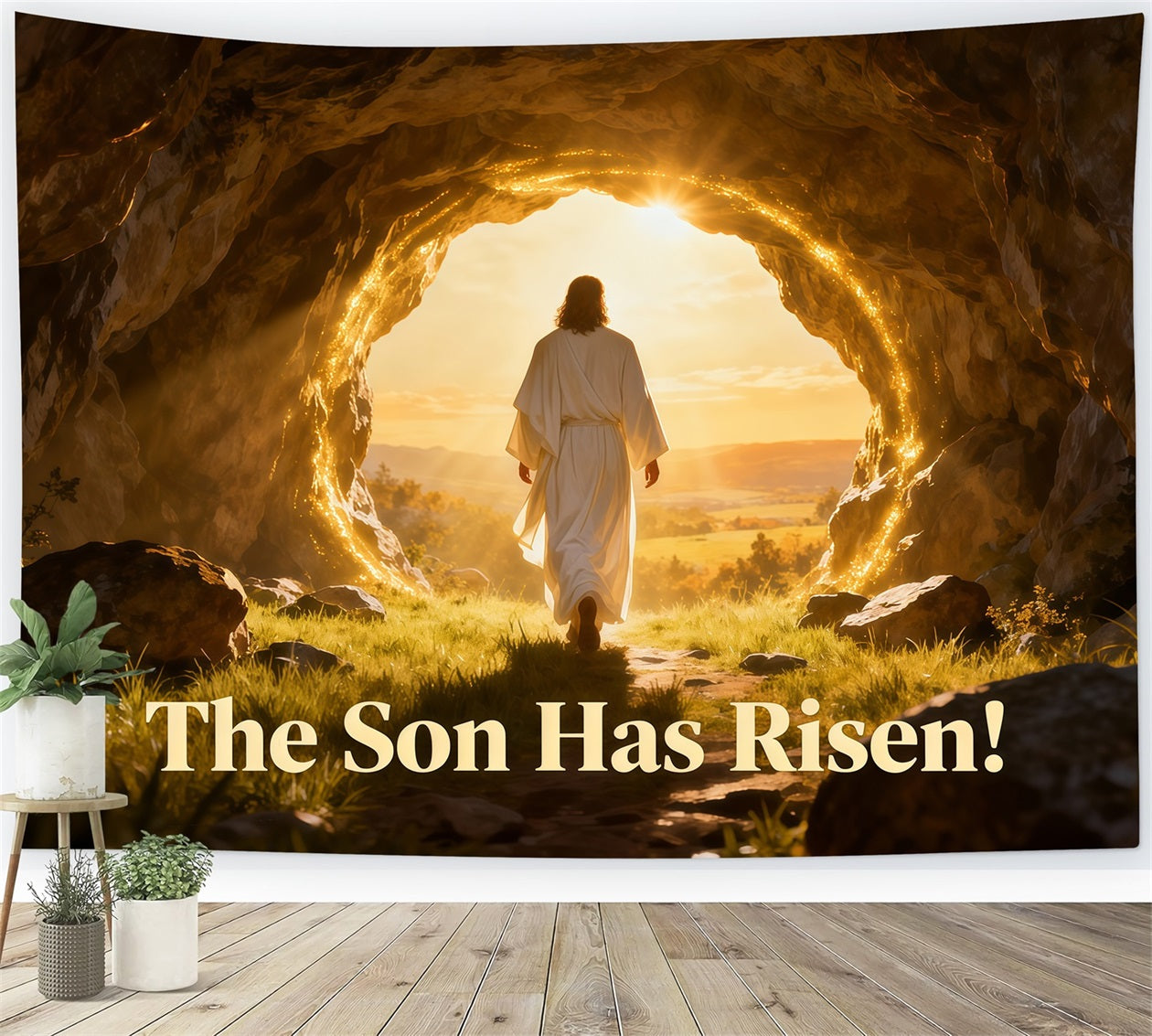 He Has Risen Backdrop Resurrection Light Cave Easter Photography Backdrop UK LXX61-139