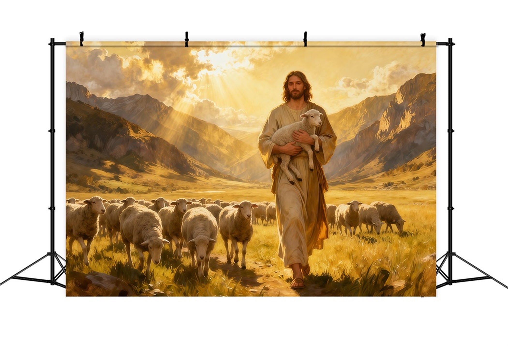 Christian Easter Photo Backdrop He Is Risen Shepherd Easter Backdrop UK LXX61-144