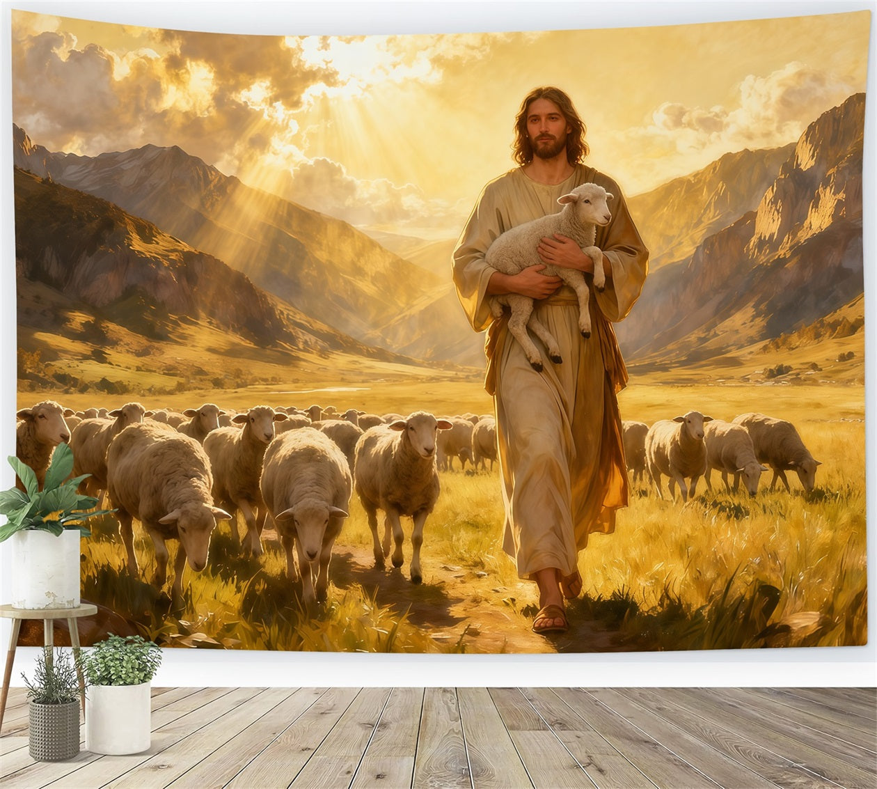 Christian Easter Photo Backdrop He Is Risen Shepherd Easter Backdrop UK LXX61-144