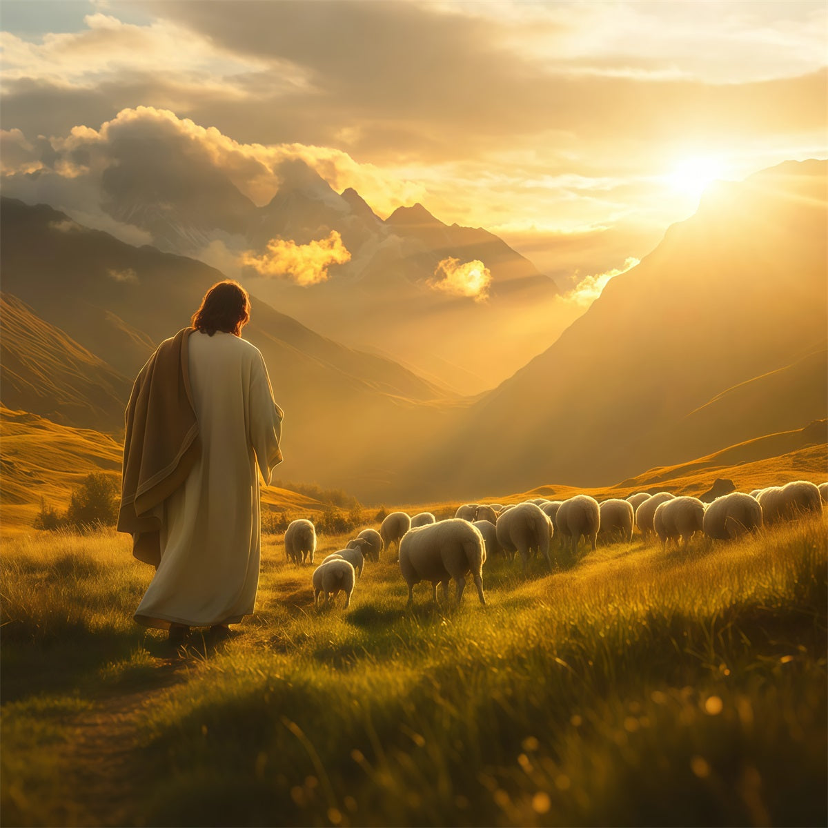 Religious Easter Backdrops Valley Glow He Is Risen Easter Photo Backdrop UK LXX61-145