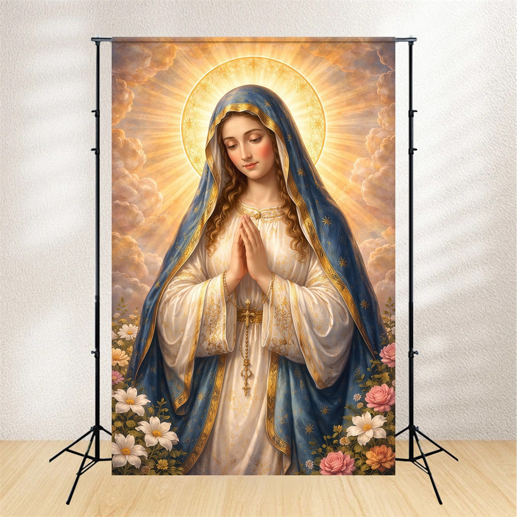 Religious Easter Backdrops He Is Risen Virgin Mary Easter Backdrop Ideas UK LXX61-146
