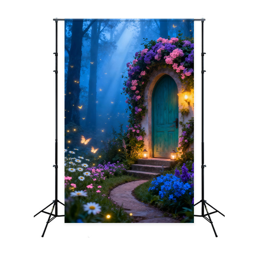 Butterfly Backdrop For Photoshoot Enchanted Cottage Lantern Glow Spring Photography Backdrops UK LXX61-159