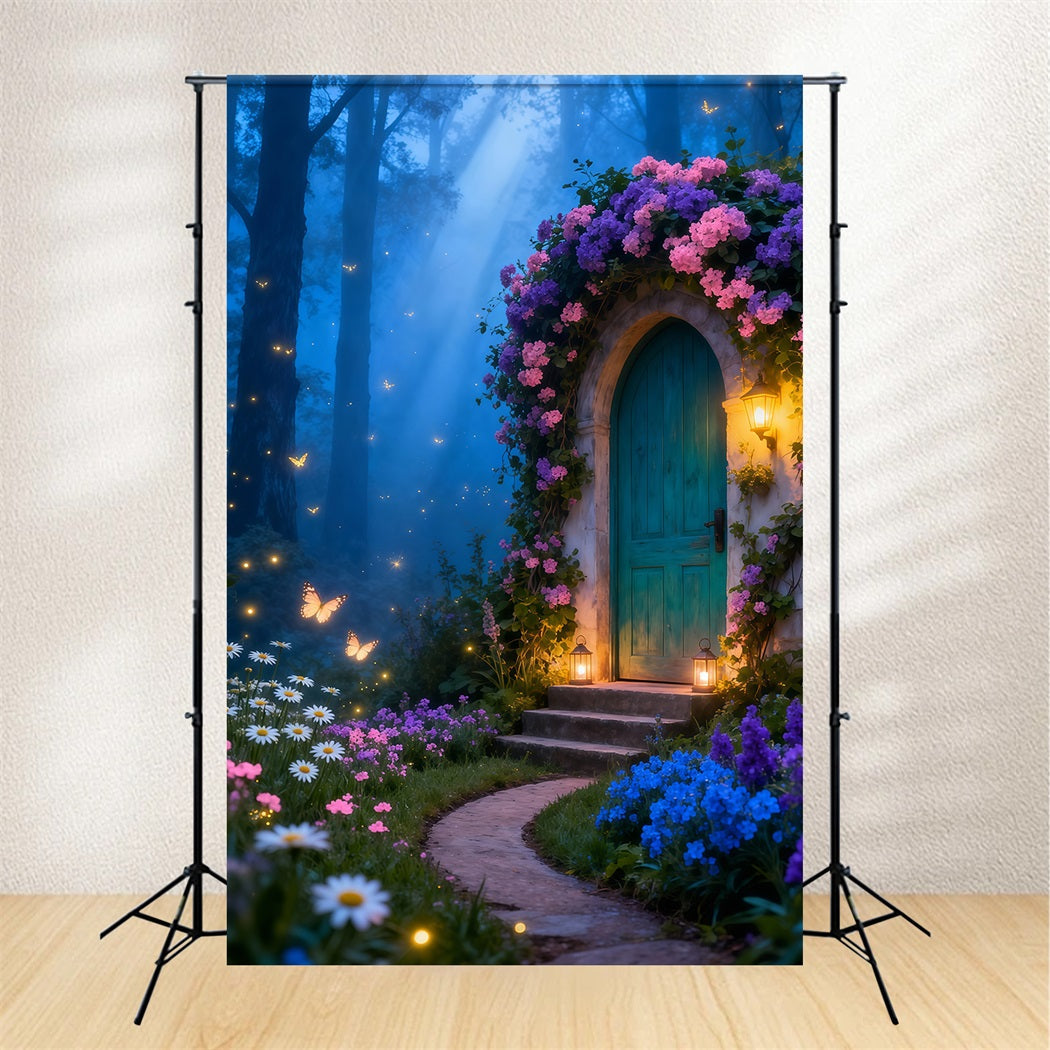 Butterfly Backdrop For Photoshoot Enchanted Cottage Lantern Glow Spring Photography Backdrops UK LXX61-159