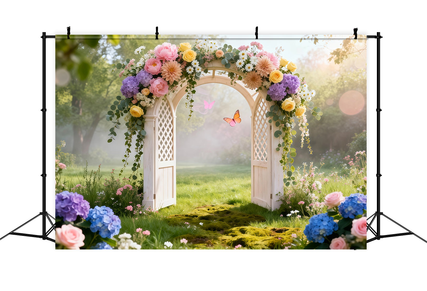 Butterfly Backdrops Pastel Floral Garden Gate Spring Backdrop Ideas UK LXX61-160