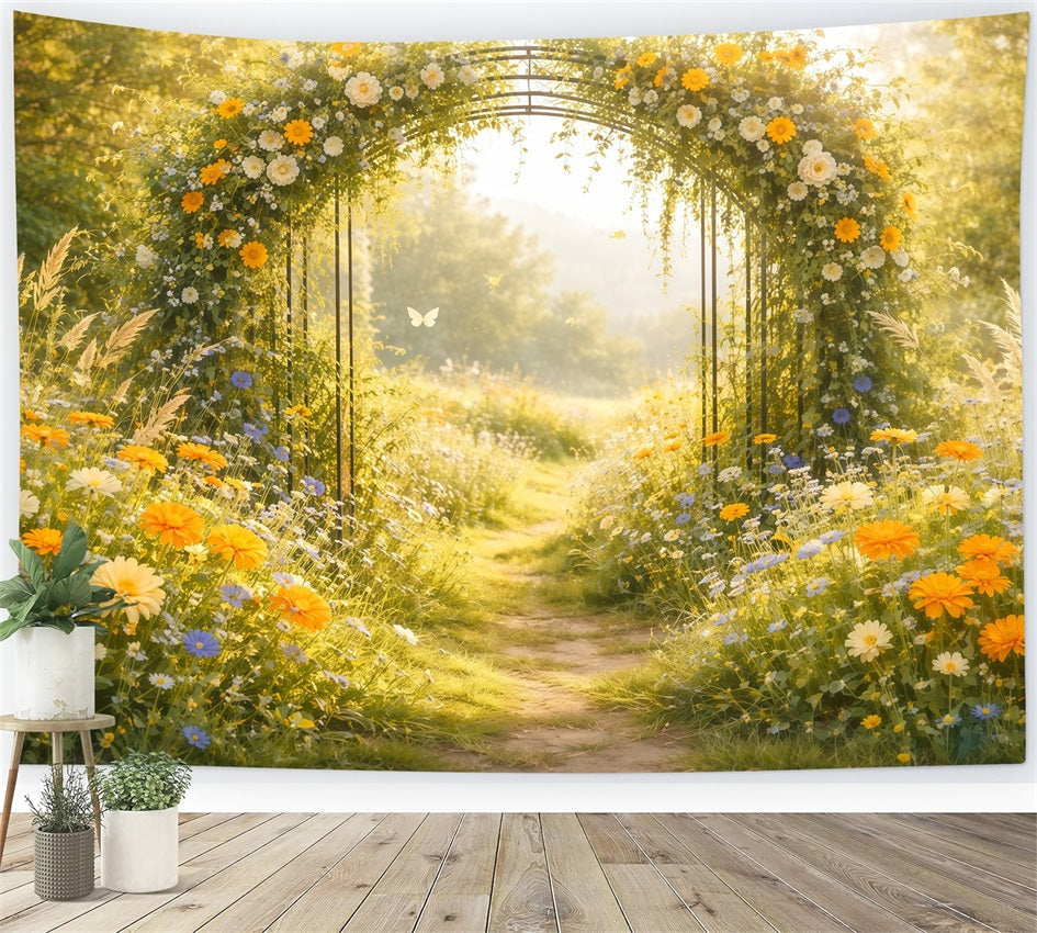 Butterfly Backdrop Ideas Sunlit Wildflower Garden Arch Spring Time Backdrop UK LXX61-167
