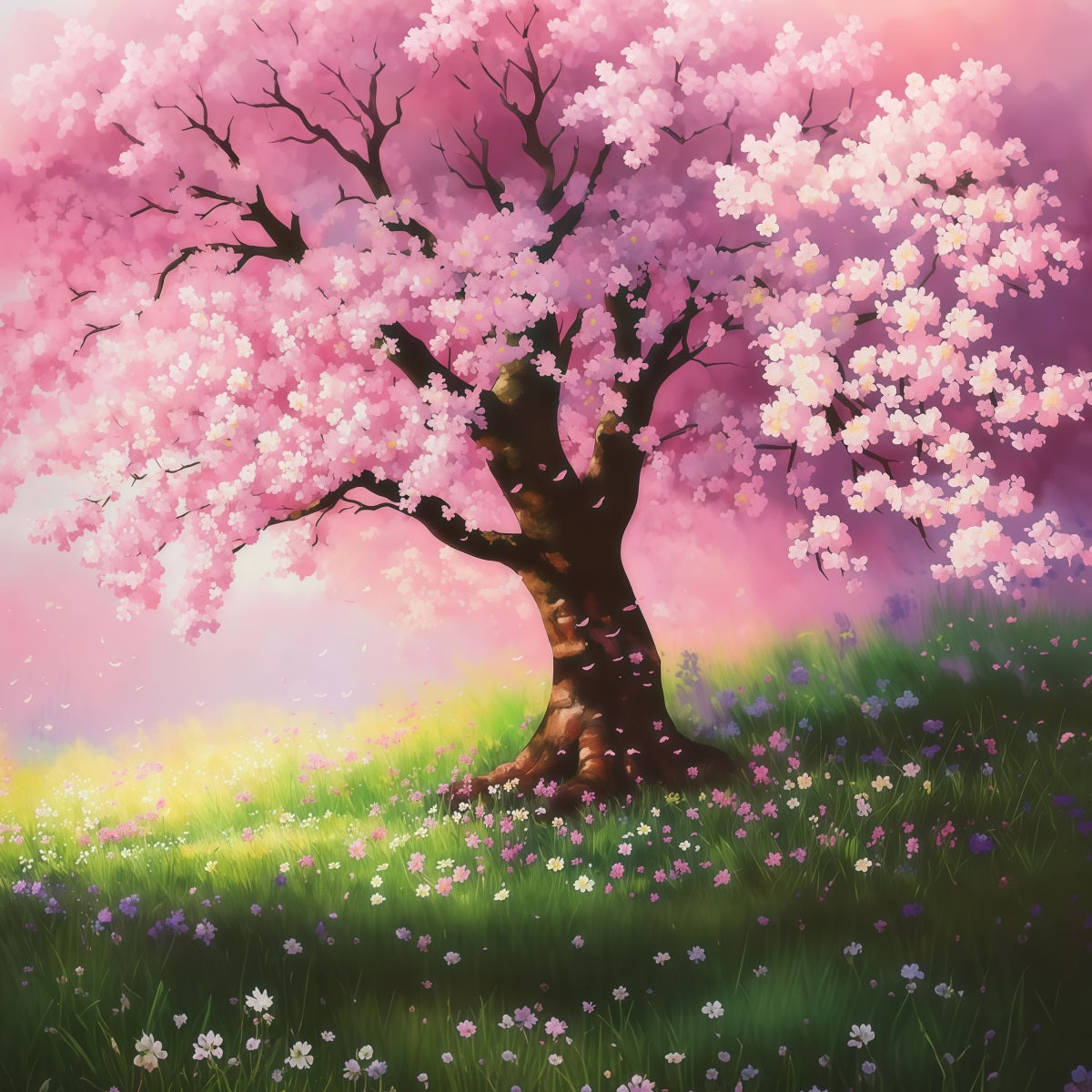 Cherry Blossom Backdrop Dreamy Painted Sakura Field Floral Backdrop UK LXX61-176