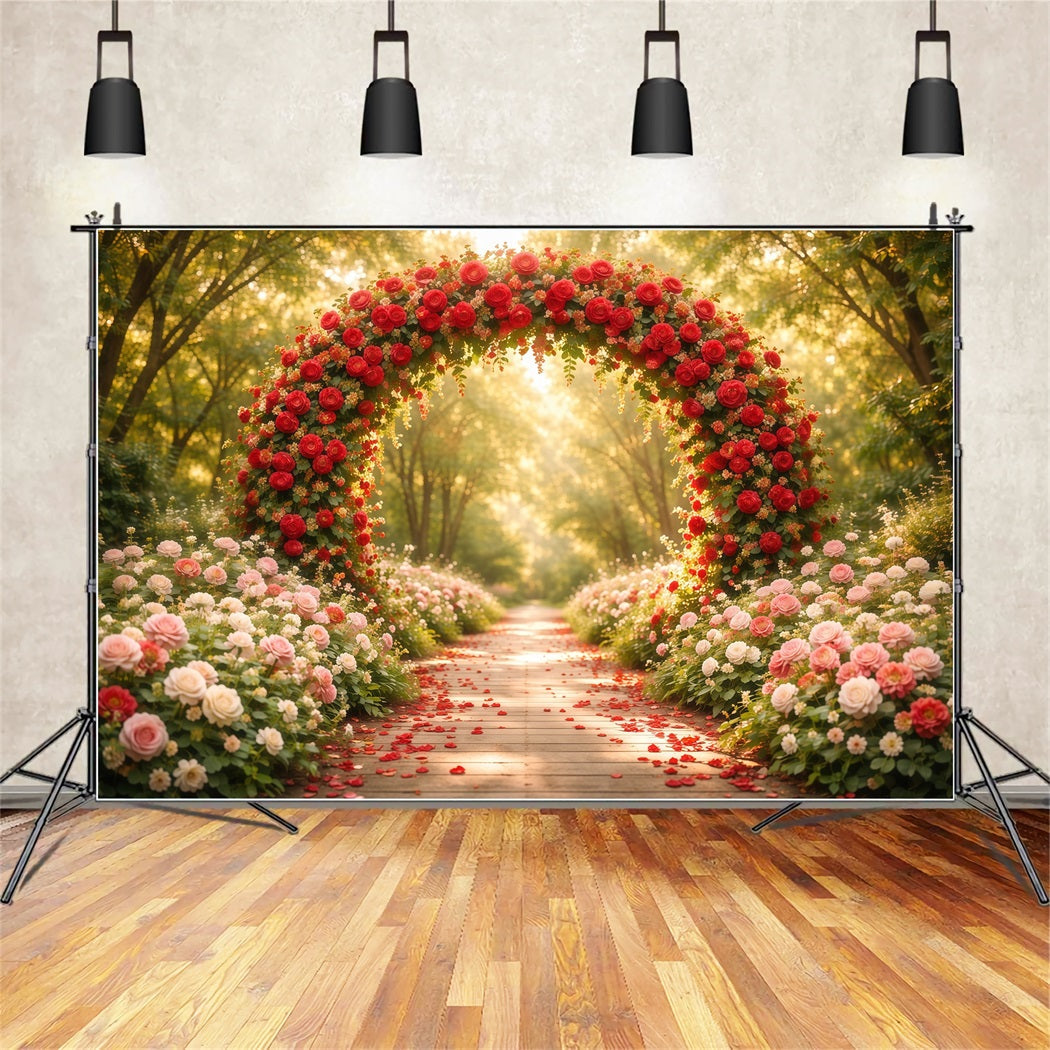 Flower Garden Backdrop Rose Arch Woodland Petal Path Floral Photography Backdrop UK LXX61-186