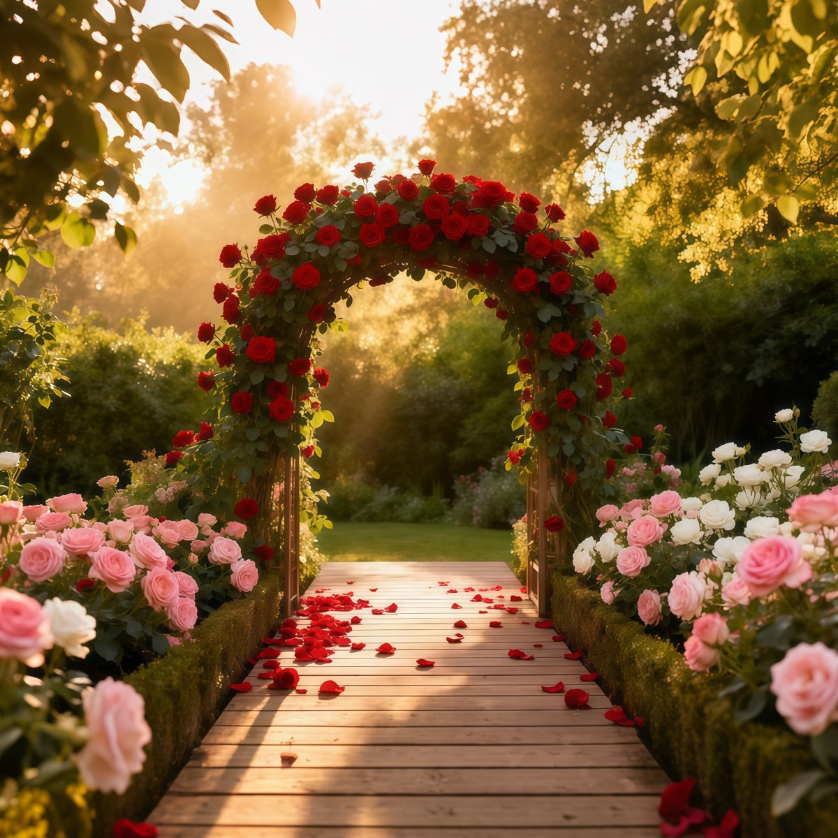 Flower Garden Backdrop Rose Garden Archway Glow Floral Photography Backdrop UK LXX61-187