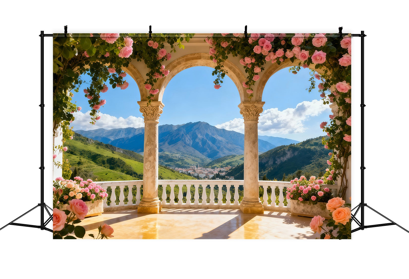Garden Backdrops Blossom Column Mountain View Floral Arch Backdrop UK LXX61-190