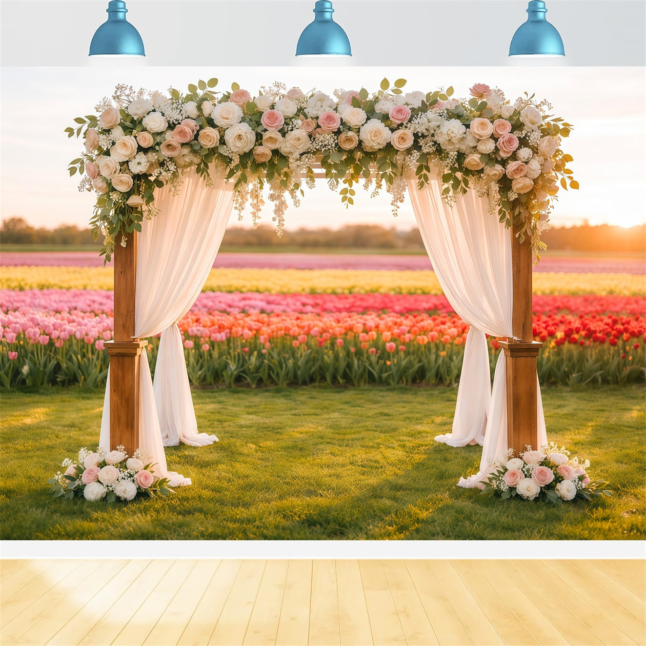 Tulip Backdrop Flower Field Wedding Arch Glow Floral Photo Backdrops UK LXX61-195
