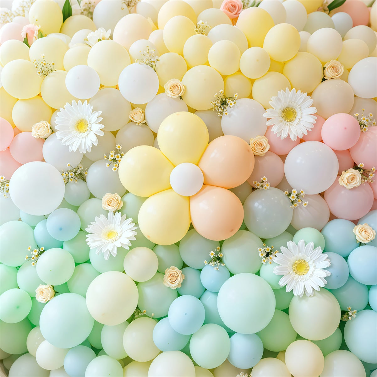 Daisy Backdrop Flowers Pastel Balloon Wall Floral Garland Backdrop UK LXX61-197