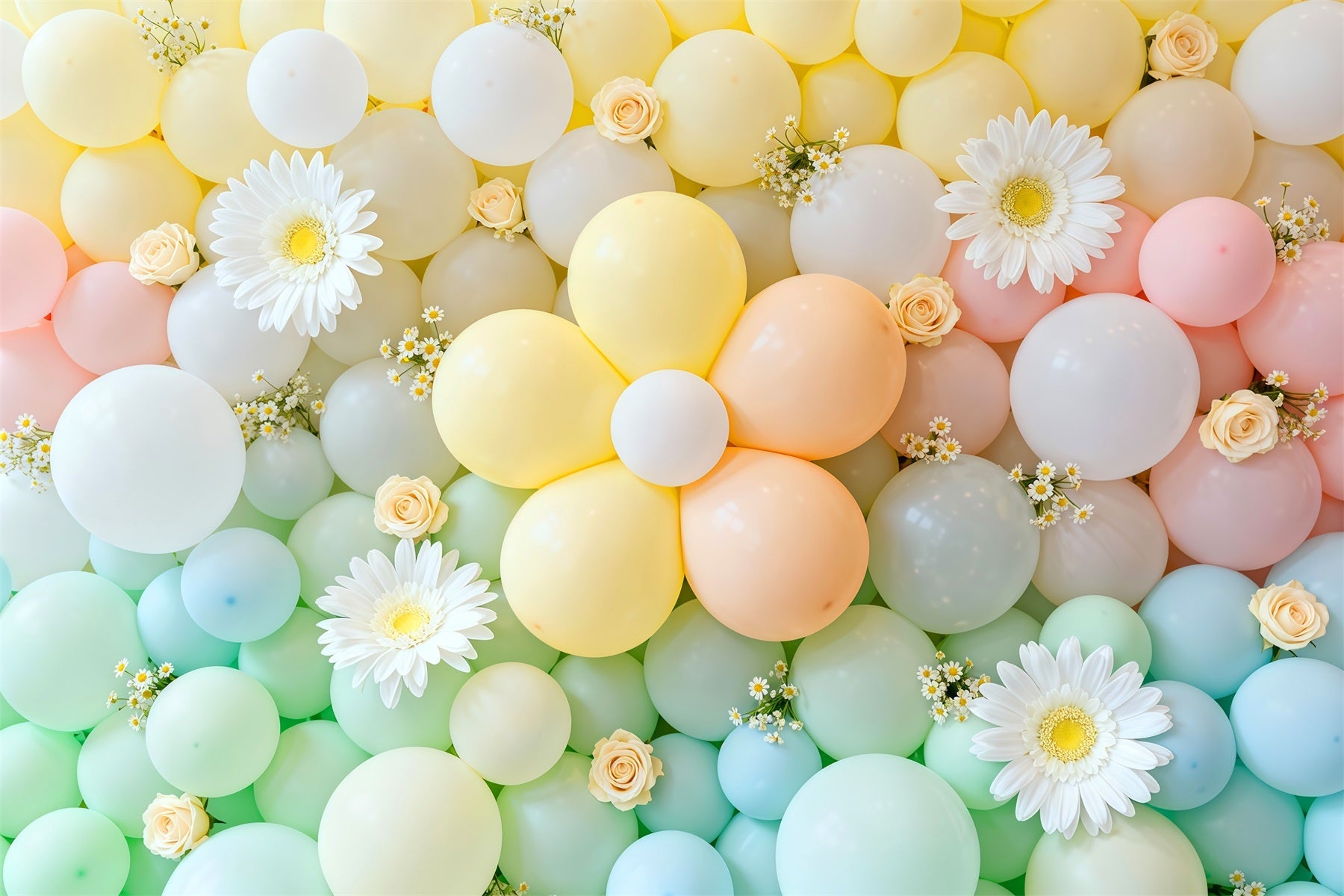 Daisy Backdrop Flowers Pastel Balloon Wall Floral Garland Backdrop UK LXX61-197