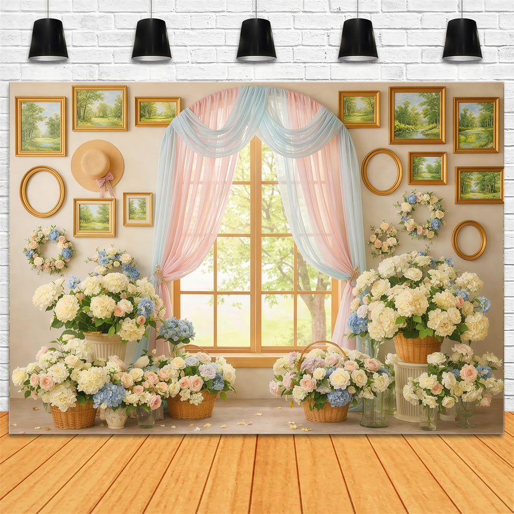 Spring Floral Backdrop Window Pastel Curtain Gallery Floral Backdrop Design UK LXX61-199