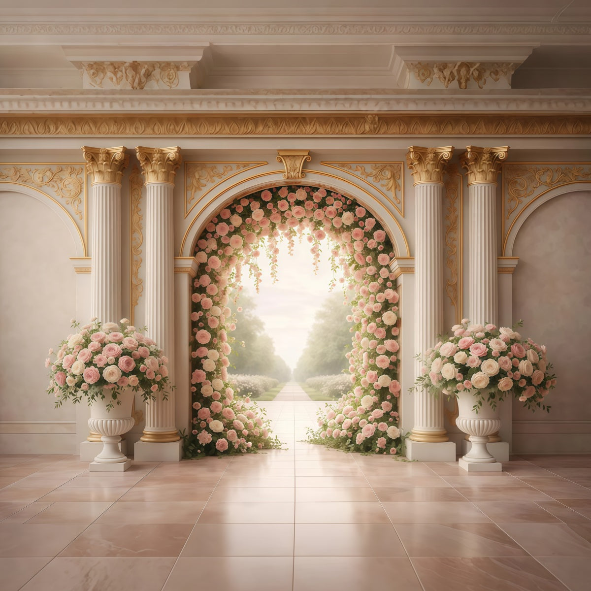 Spring Floral Backdrop Rose Arch Palace Hall Floral Backdrop Design UK LXX61-200
