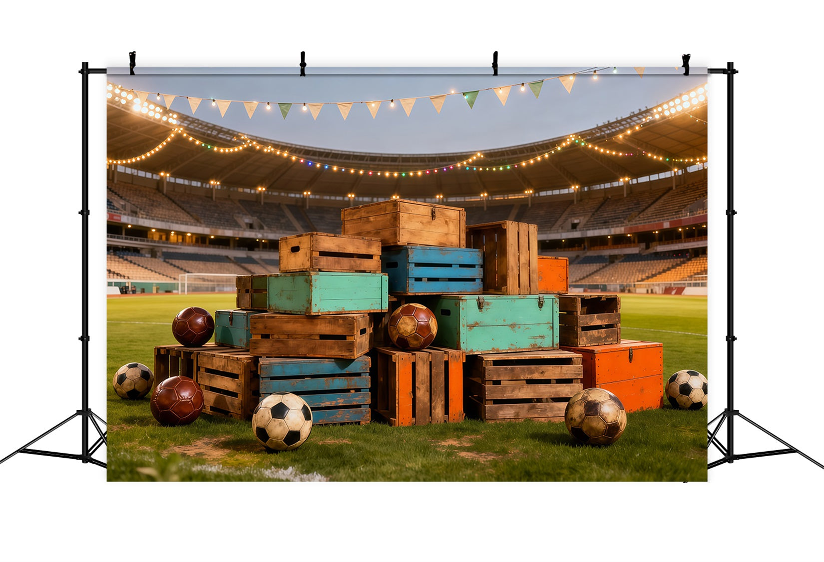 Soccer Photography Backdrop Vintage Crate Field Night Sports Theme Backdrop UK LXX61-217