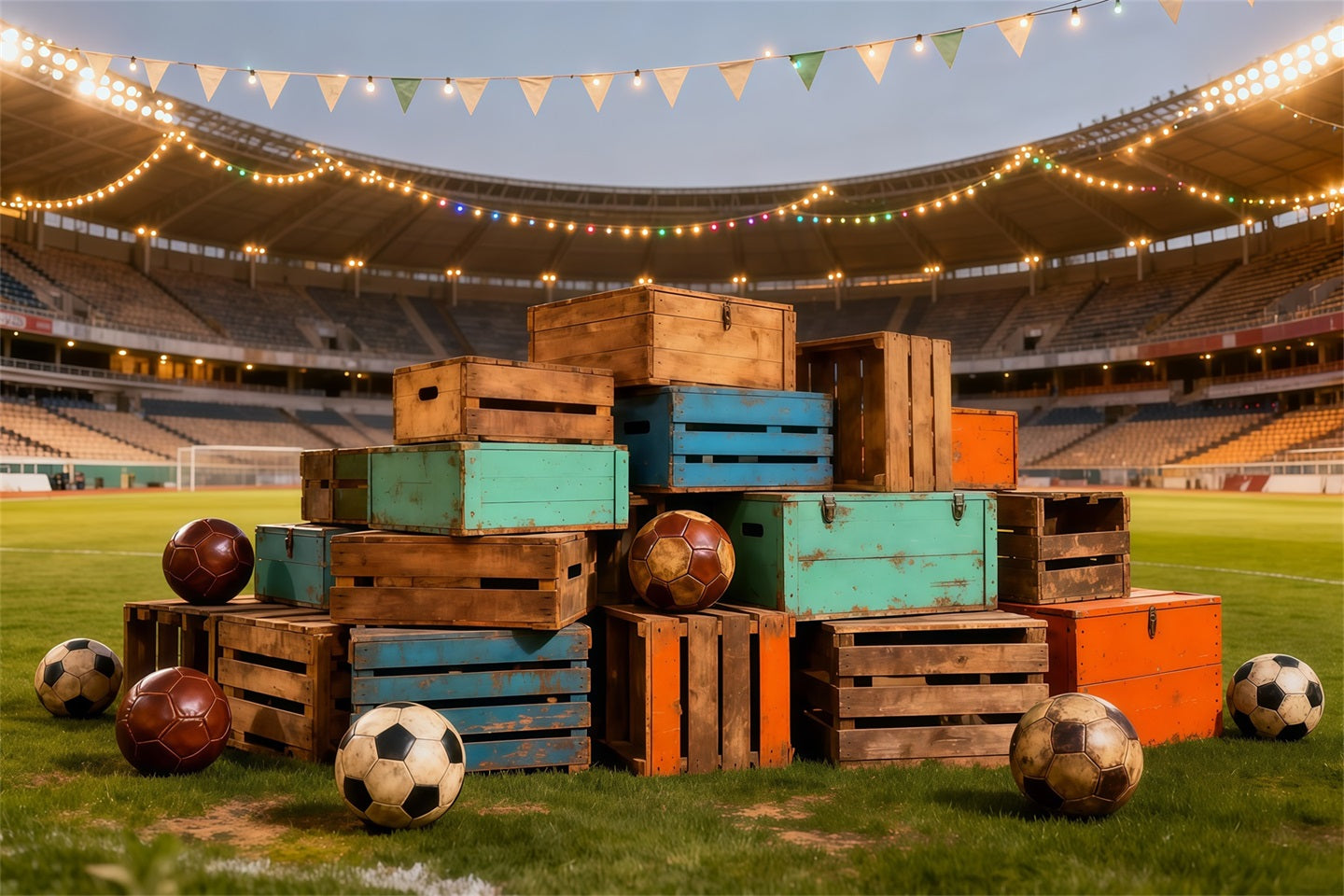 Soccer Photography Backdrop Vintage Crate Field Night Sports Theme Backdrop UK LXX61-217