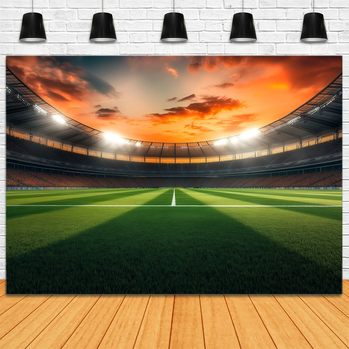 Football Backdrops Sunset Arena Field Panorama Sports Backdrops For Photography UK LXX61-221