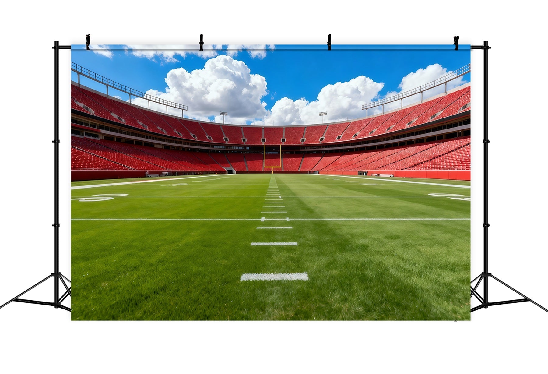 Football Field Backdrop Red Seat Stadium Daylight Sports Theme Backdrop UK LXX61-229