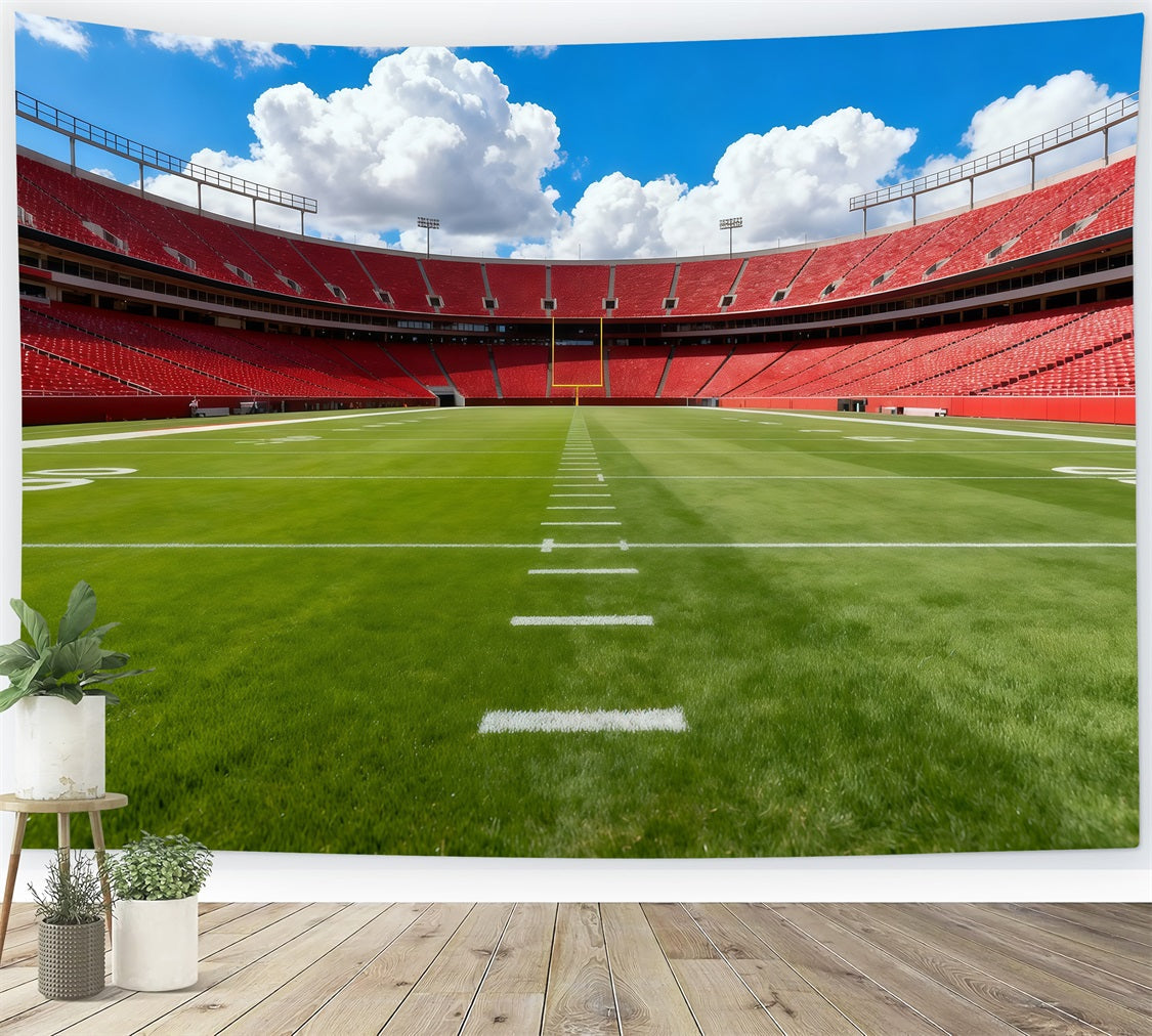 Football Field Backdrop Red Seat Stadium Daylight Sports Theme Backdrop UK LXX61-229