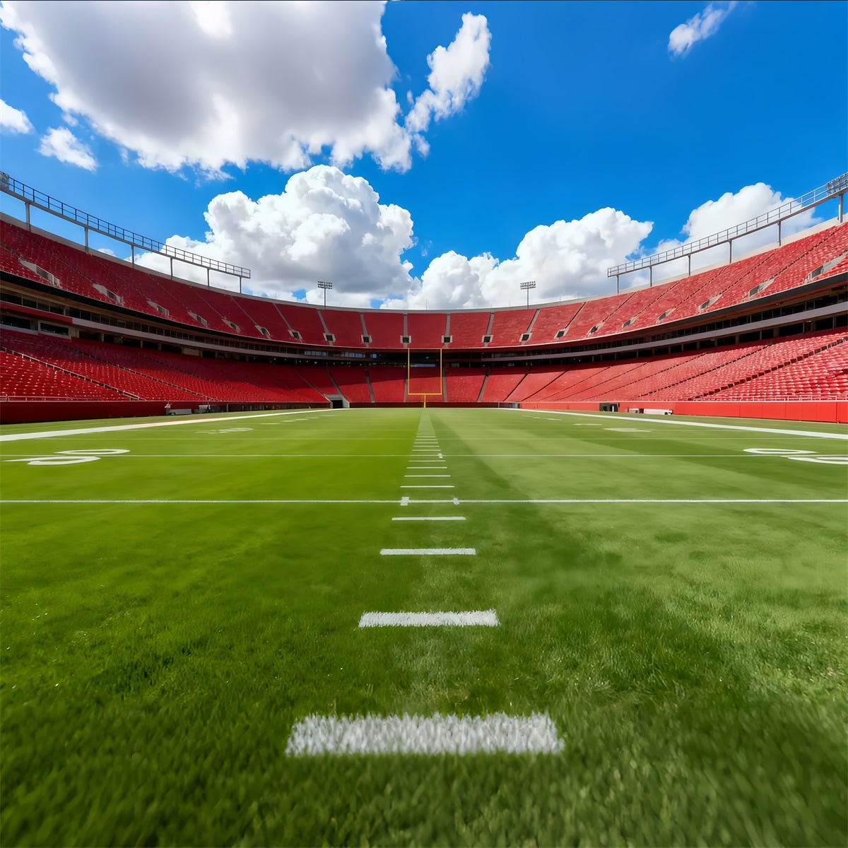 Football Field Backdrop Red Seat Stadium Daylight Sports Theme Backdrop UK LXX61-229