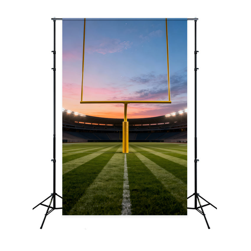 Football Field Photo Backdrop Sunset Stadium Upright Posts Sports Backdrops UK LXX61-233