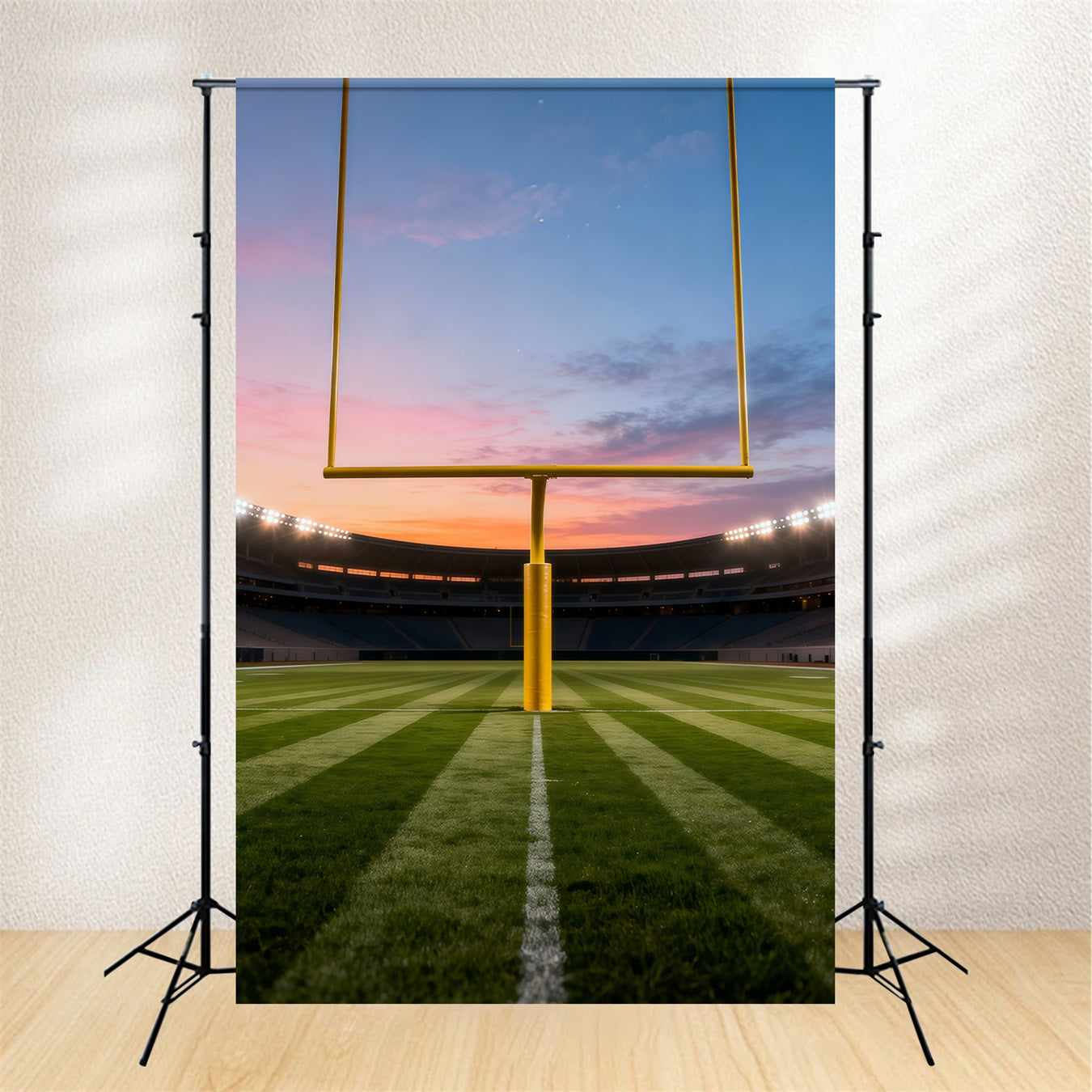 Football Field Photo Backdrop Sunset Stadium Upright Posts Sports Backdrops UK LXX61-233