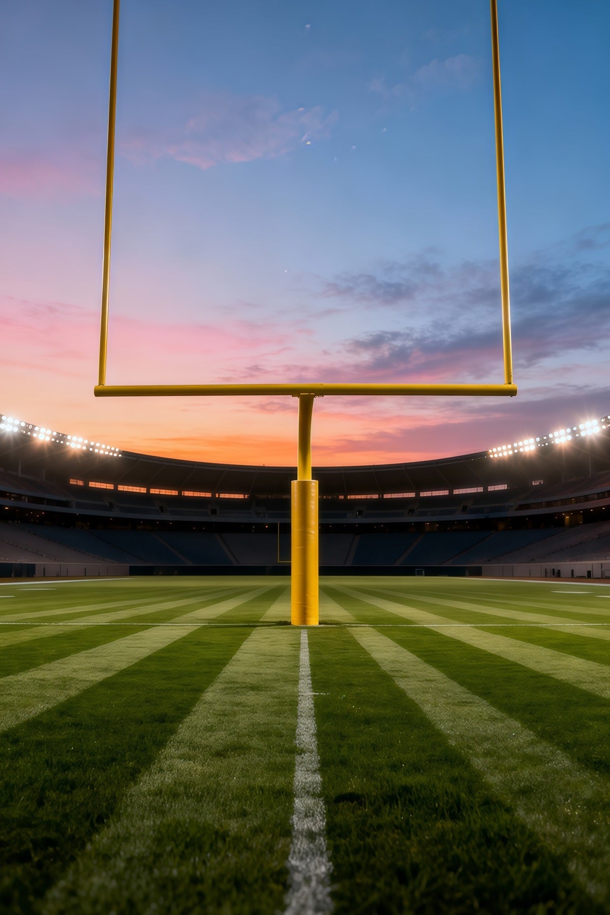 Football Field Photo Backdrop Sunset Stadium Upright Posts Sports Backdrops UK LXX61-233
