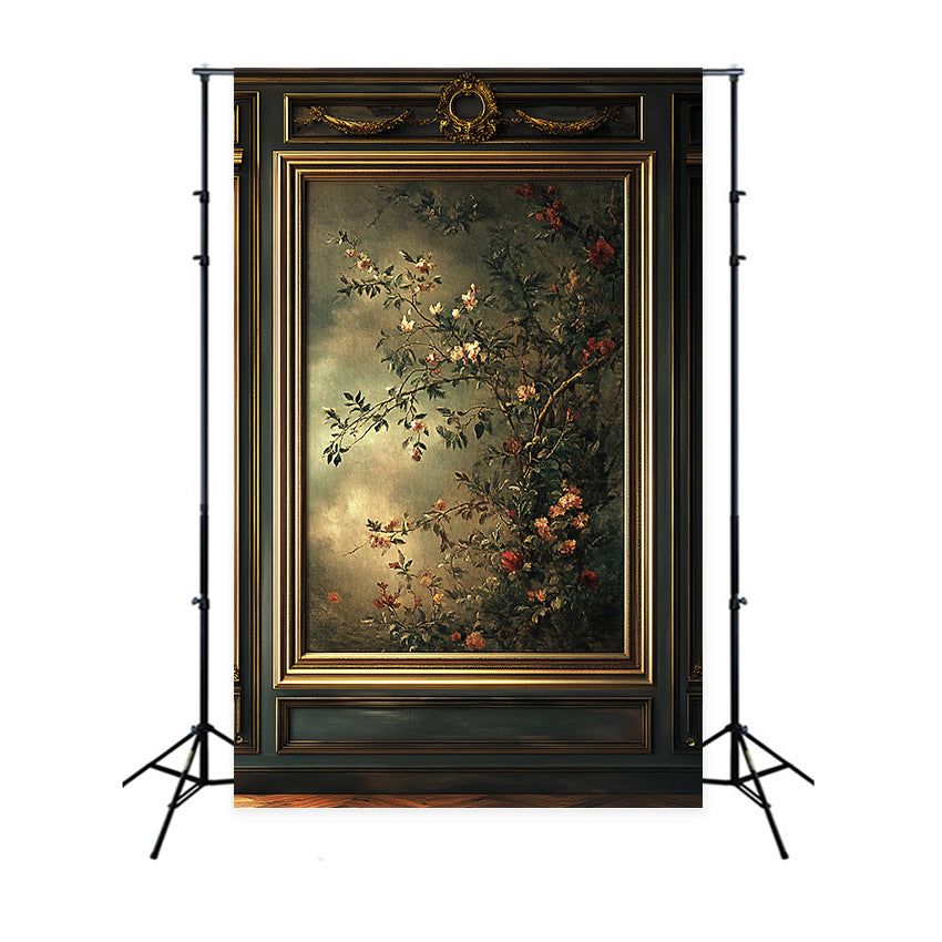 Family Portrait Backdrop Classic Framed Floral Painting Studio Portrait Backdrops UK LXX61-32