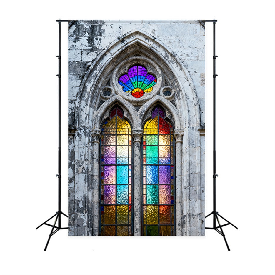 Easter Backdrop Ideas For Church Vintage Stone Church Rainbow Glass Easy Easter Backdrop UK LXX61-52