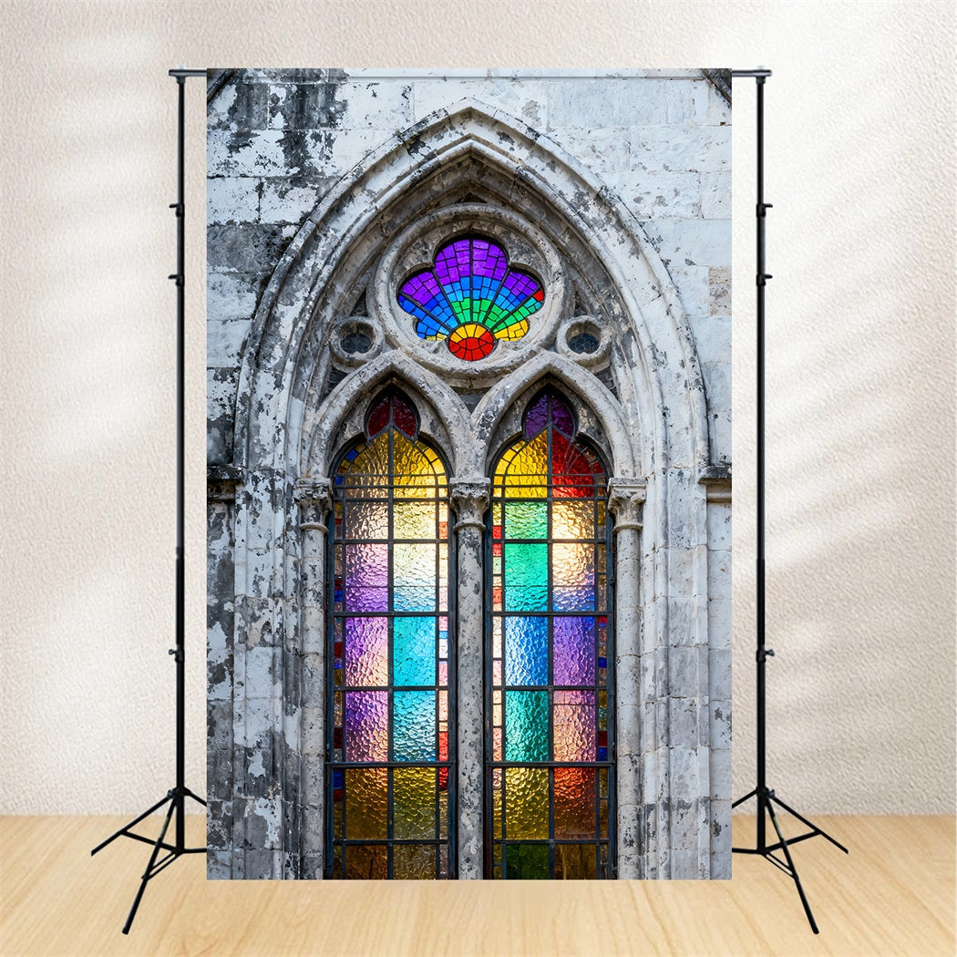 Easter Backdrop Ideas For Church Vintage Stone Church Rainbow Glass Easy Easter Backdrop UK LXX61-52