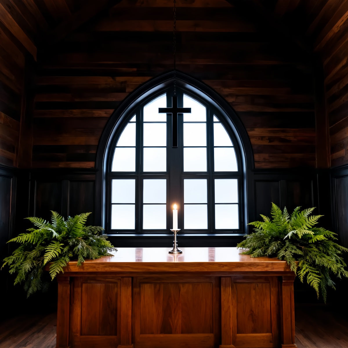 Easter Photo Backdrop Church Rustic Chapel Cross Candlelight Easter Backdrop Backdrops UK LXX61-59