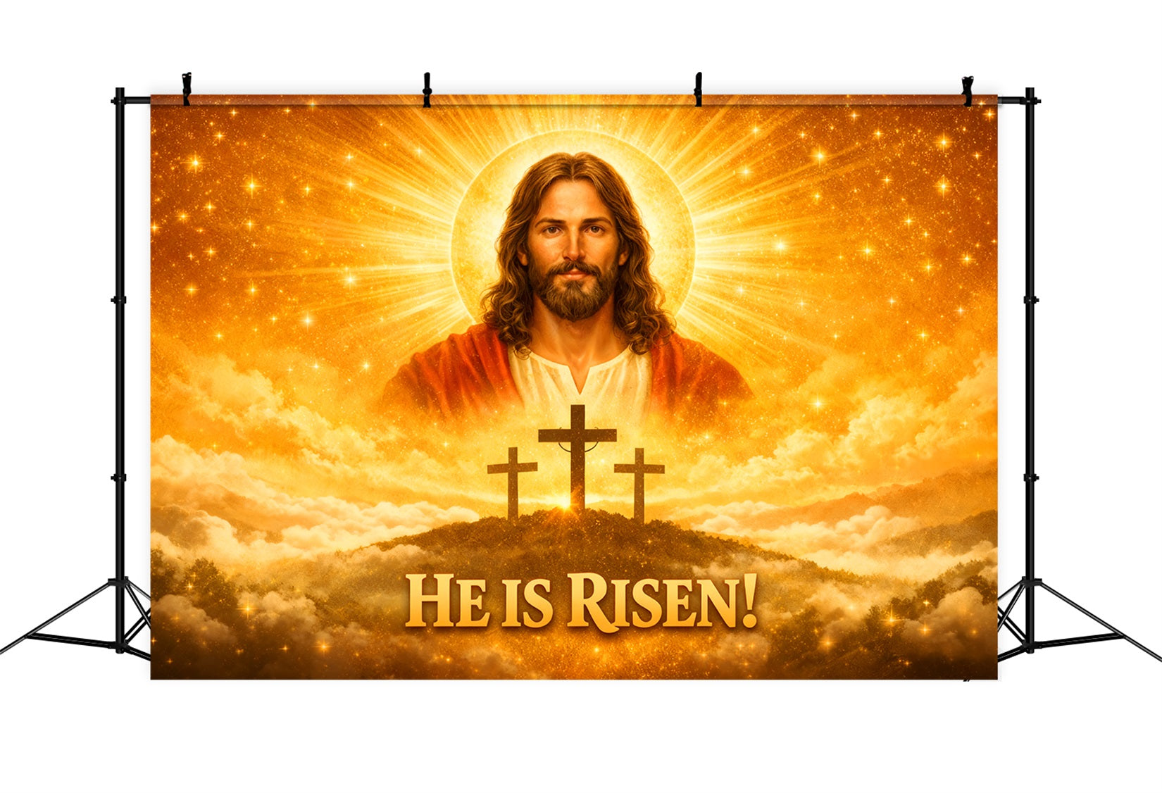 Religious Easter Backdrops Resurrected Christ Golden Glory Easter Backdrop Pictures UK LXX61-62