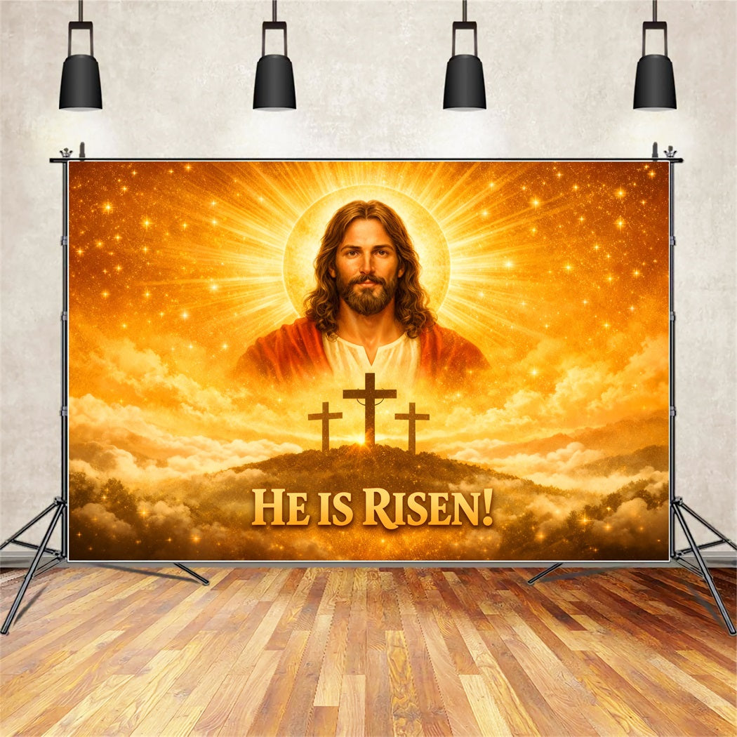 Religious Easter Backdrops Resurrected Christ Golden Glory Easter Backdrop Pictures UK LXX61-62