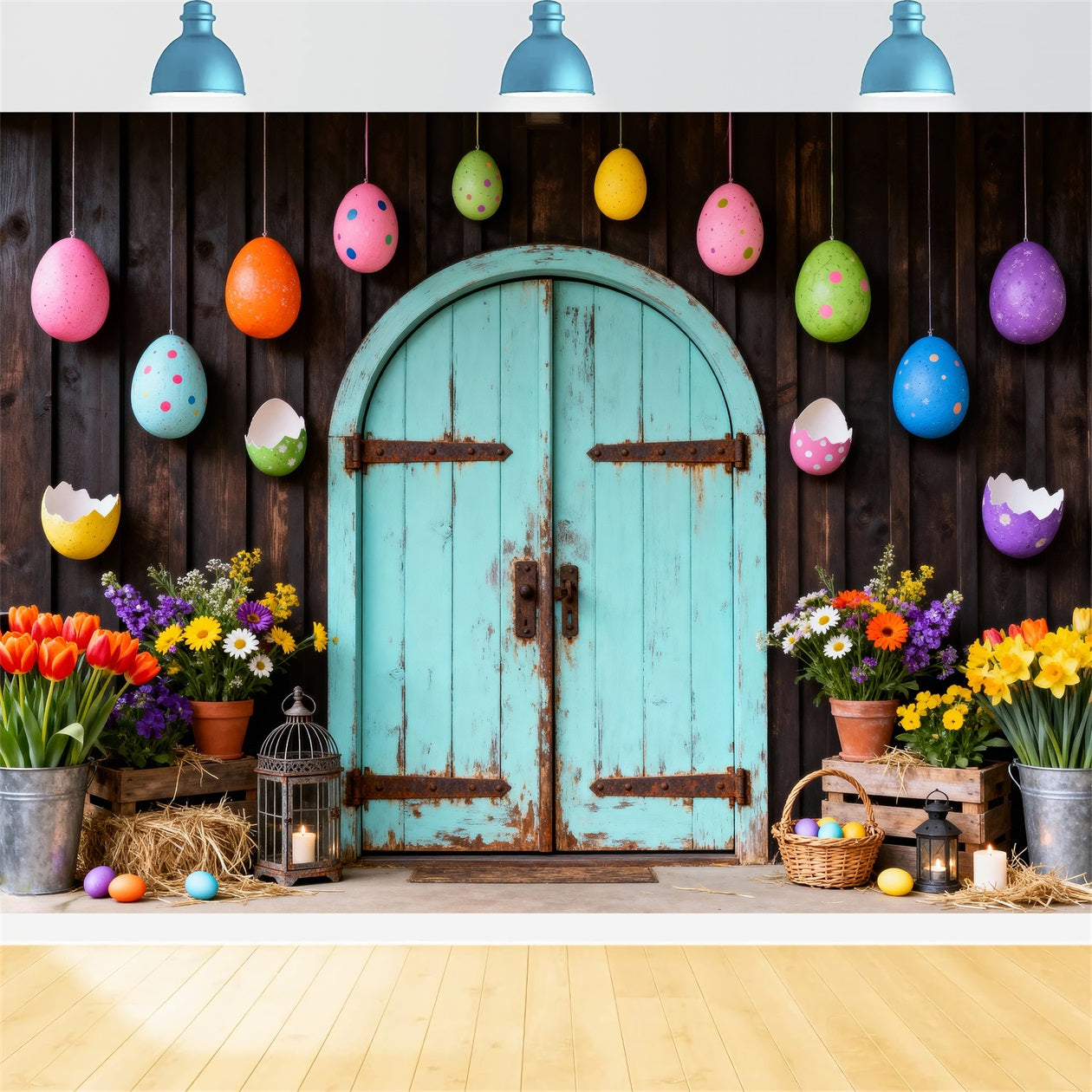 Cute Easter Backdrops Spring Garden Floral Egg Arch Easter 2026 Backdrop UK LXX61-71