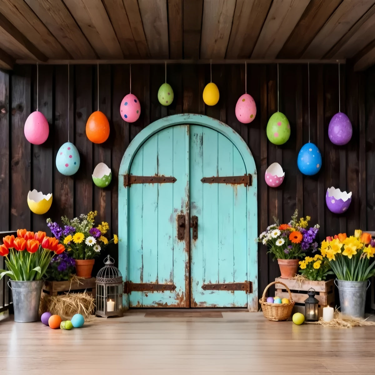 Cute Easter Backdrops Spring Garden Floral Egg Arch Easter 2026 Backdrop UK LXX61-71