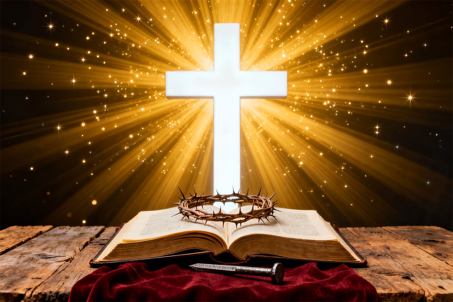 Christian Easter Photo Backdrops Radiant Cross Holy Scripture Photography Easter Backdrop Ideas UK LXX61-87