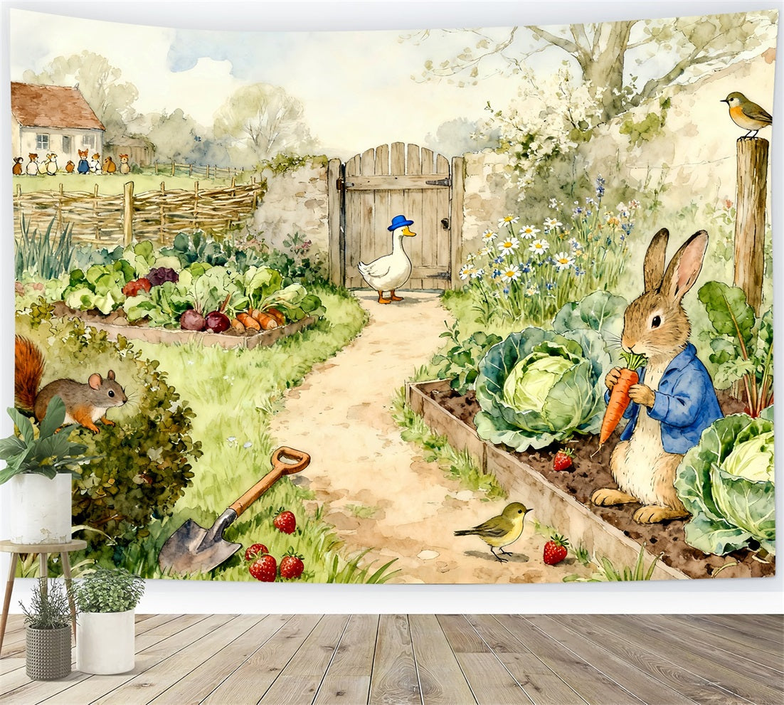 Peter Rabbit Photography Backdrop Storybook Garden Bunny Harvest Easter Backdrop Photo UK LXX61-90