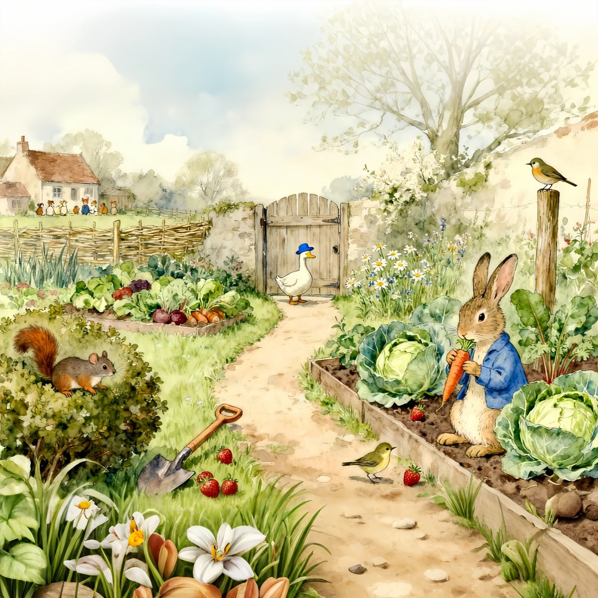 Peter Rabbit Photography Backdrop Storybook Garden Bunny Harvest Easter Backdrop Photo UK LXX61-90
